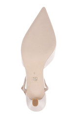 Champagne Satin | Autumn Ankle Strap Kitten Heel Pumps Bottom