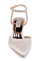 Champagne Satin | Autumn Ankle Strap Kitten Heel Pumps Front