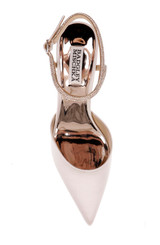 Champagne Satin | Autumn Ankle Strap Kitten Heel Pumps Top