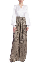 Pewter | Foiled Velvet Wide Leg Jumpsuit