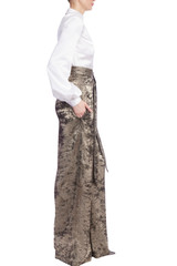 Pewter | Foiled Velvet Wide Leg Jumpsuit