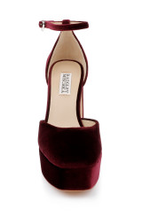 Wine Velvet | Jayda Platform Pumps Front