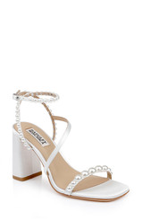 White | Jordyn Strappy Block Heel Sandals Front Side