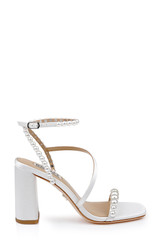 White | Jordyn Strappy Block Heel Sandals Side