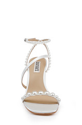 White | Jordyn Strappy Block Heel Sandals Front