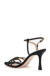Black | Julietta Satin Stiletto Sandals Back Side Black | Julietta Satin Stiletto Sandals Back Side