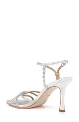 White | Julietta Satin Stiletto Sandals Back Side White | Julietta Satin Stiletto Sandals Back Side