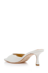 White Leather | Draya Open Toe Mid Heel Mules Back Side