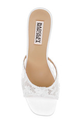 White Satin | Draya Open Toe Mid Heel Mules Top