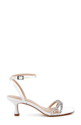 Ivory Satin | Nayla Kitten Heel Sandals Side