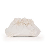 Soft White | Lottie Floral Applique Pouch Clutch Front