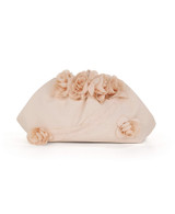 Peach Pearl | Lottie Floral Applique Pouch Clutch Front