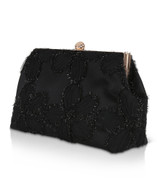 Black | Circe Floral Jacquard Pouch Clutch Side