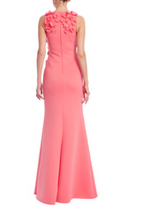 Coral | Sleeveless 3D Floral Applique Gown Back