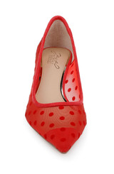 Red Microsuede | Elena Cap Toe Mesh Pumps Front