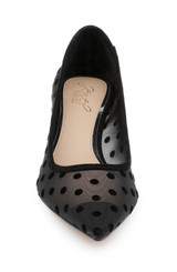 Black Microsuede | Elena Cap Toe Mesh Pumps Front