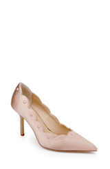 Nude | Eleni Satin Pointed Toe Scallop Pumps Front Side Nude | Eleni Satin Pointed Toe Scallop Pumps Front Side