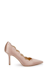 Nude | Eleni Satin Pointed Toe Scallop Pumps Side Nude | Eleni Satin Pointed Toe Scallop Pumps Side
