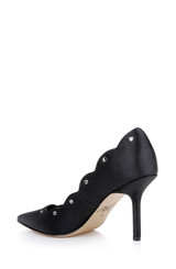 Black | Eleni Satin Pointed Toe Scallop Pumps Back Side Black | Eleni Satin Pointed Toe Scallop Pumps Back Side