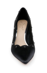 Black | Eleni Satin Pointed Toe Scallop Pumps Front Black | Eleni Satin Pointed Toe Scallop Pumps Front