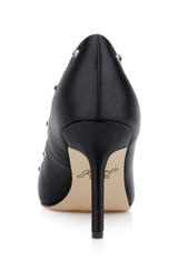 Black | Eleni Satin Pointed Toe Scallop Pumps Back Black | Eleni Satin Pointed Toe Scallop Pumps Back