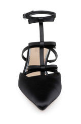 Black | Elisabetta T-Strap Kitten Heel Pumps Front