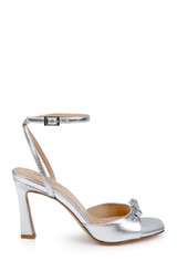 Silver Metallic | Elisha Open Toe Ankle Strap Sandals Side