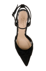 Black Fabric | Enid Pointed Toe Ankle Strap Pumps Top