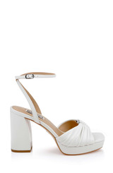 White Leather | Veda Platform Block Heel Sandal with Ankle Strap Side