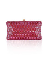 Burgundy | Nia Crystal Beveled Baguette Minaudiere Front