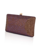 Brown | Nia Crystal Beveled Baguette Minaudiere Side