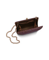 Brown | Nia Crystal Beveled Baguette Minaudiere Open