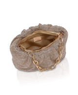 Gold | Vivienne Crystal Mesh Pleated Pouch Open
