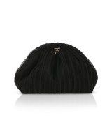 Black | Vale Pleated Tulle and Satin Mini Pouch Clutch Front Black | Vale Pleated Tulle and Satin Mini Pouch Clutch Front