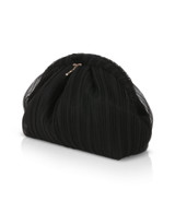 Black | Vale Pleated Tulle and Satin Mini Pouch Clutch Side Black | Vale Pleated Tulle and Satin Mini Pouch Clutch Side