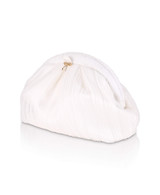 White | Vale Pleated Tulle and Satin Mini Pouch Clutch Side White | Vale Pleated Tulle and Satin Mini Pouch Clutch Side
