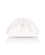 White | Vale Pleated Tulle and Satin Mini Pouch Clutch Back White | Vale Pleated Tulle and Satin Mini Pouch Clutch Back
