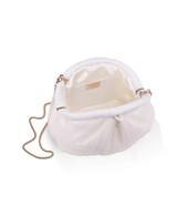 White | Vale Pleated Tulle and Satin Mini Pouch Clutch Open White | Vale Pleated Tulle and Satin Mini Pouch Clutch Open