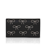 Black | Julie Bow Embellished Flap Clutch Front
