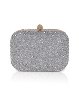 Silver | Celest Crystal Mini Minaudiere Clutch Front Silver | Celest Crystal Mini Minaudiere Clutch Front