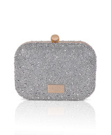 Silver | Celest Crystal Mini Minaudiere Clutch Back Silver | Celest Crystal Mini Minaudiere Clutch Back