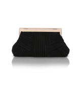 Black | Millie Mini Pleated Satin Pouch Back
