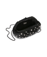 Black | Margot Dotted Beads Pleated Pouch Clutch Open