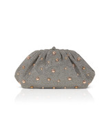Silver Gold | Margot Dotted Beads Pleated Pouch Clutch Front Silver Gold | Margot Dotted Beads Pleated Pouch Clutch Front