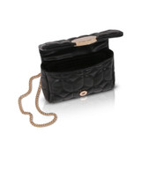 Black | Tara Quilted Faux Leather Mini Crossbody Open