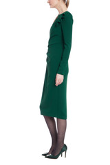 Dark Emerald | Long Sleeve Draped Formal Dress Side Dark Emerald | Long Sleeve Draped Formal Dress Side