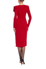 Red | Long Sleeve Draped Formal Dress Back Red | Long Sleeve Draped Formal Dress Back