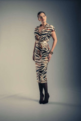 Bronze Multi | Zebra Print Midi Shirt Dress with Belt Runway