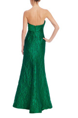 Emerald | Emerald Green Strapless Floral Jacquard Mermaid Gown Back Emerald | Emerald Green Strapless Floral Jacquard Mermaid Gown Back