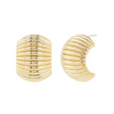 Gold | Ribbed Metal C-Hoop Earrings Gold | Ribbed Metal C-Hoop Earrings